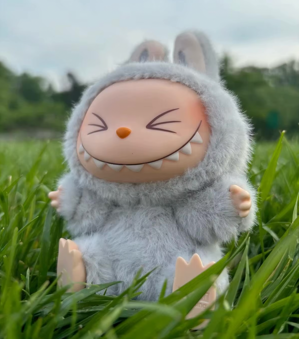 Labubu Grey Plush Keychain